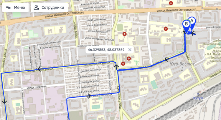 Попап (всплывающее окно) с координатами