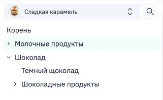 Вид боковой панели древовидного каталога