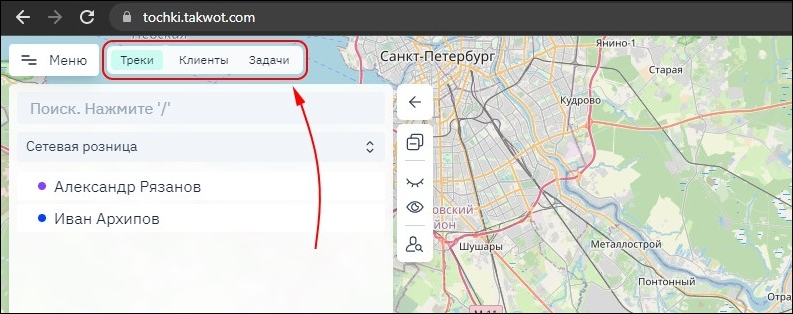 Панель просмотра карты