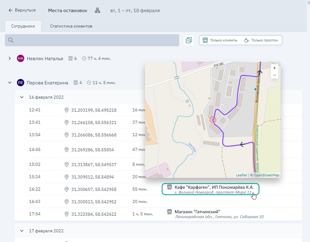 Внешний вид отчета - карта