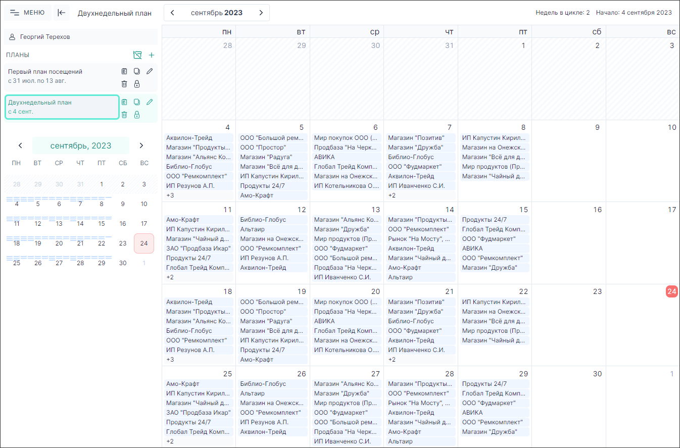 Пример плана посещений